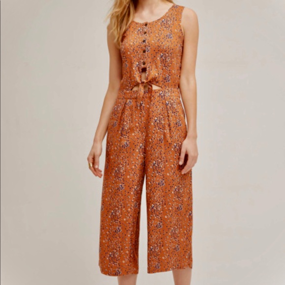Anthropologie Cartonnier Avila Orange Jumpsuit M - Picture 1 of 3